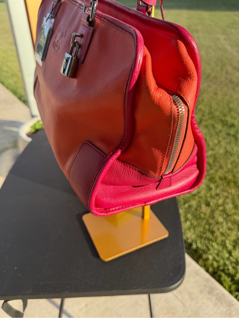 Loewe Two-Tone Pink and Orange Leather Satchel - Picture 6 of 15